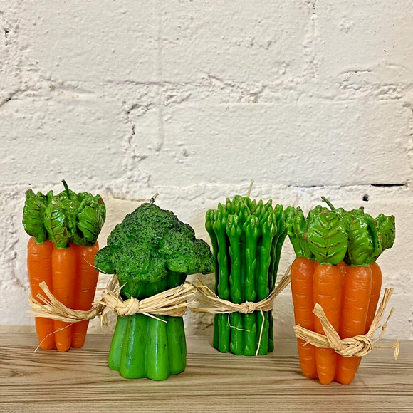 Unbranded Other - Vintage Vegetable Decorative Candles 4 Wax Pillar Candles Kitchen Fall Harvest